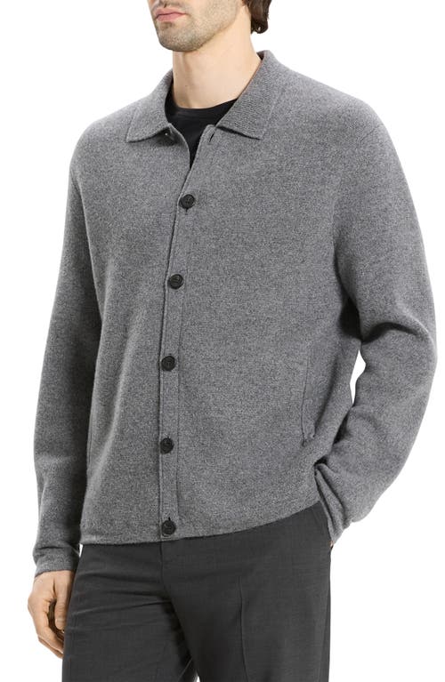 Theory Cameron Corded Cashmere Button Sweater In Gray