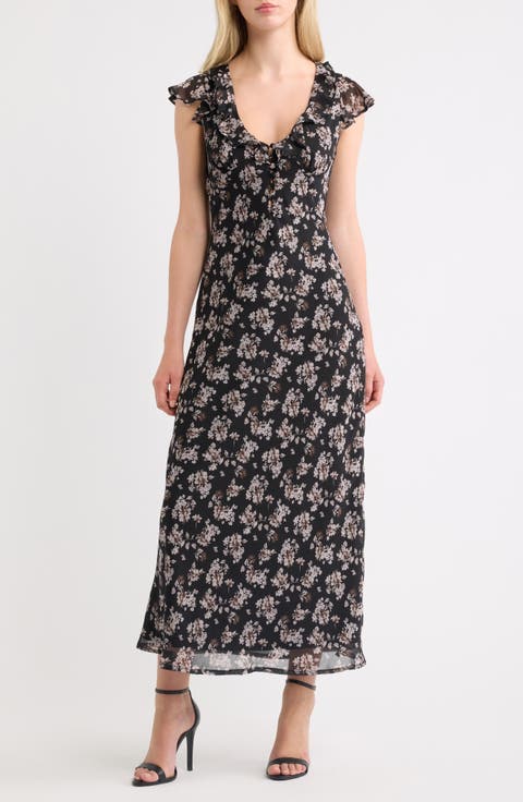 Carter Ruffle Cap Sleeve Maxi Dress