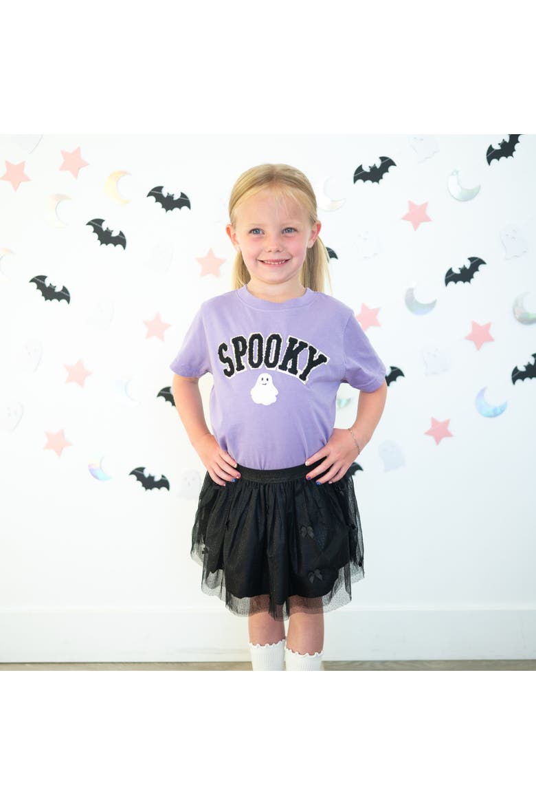 Spooky Ghost Patch Halloween Short Sleeve T-Shirt, Alternate, color, Lavender