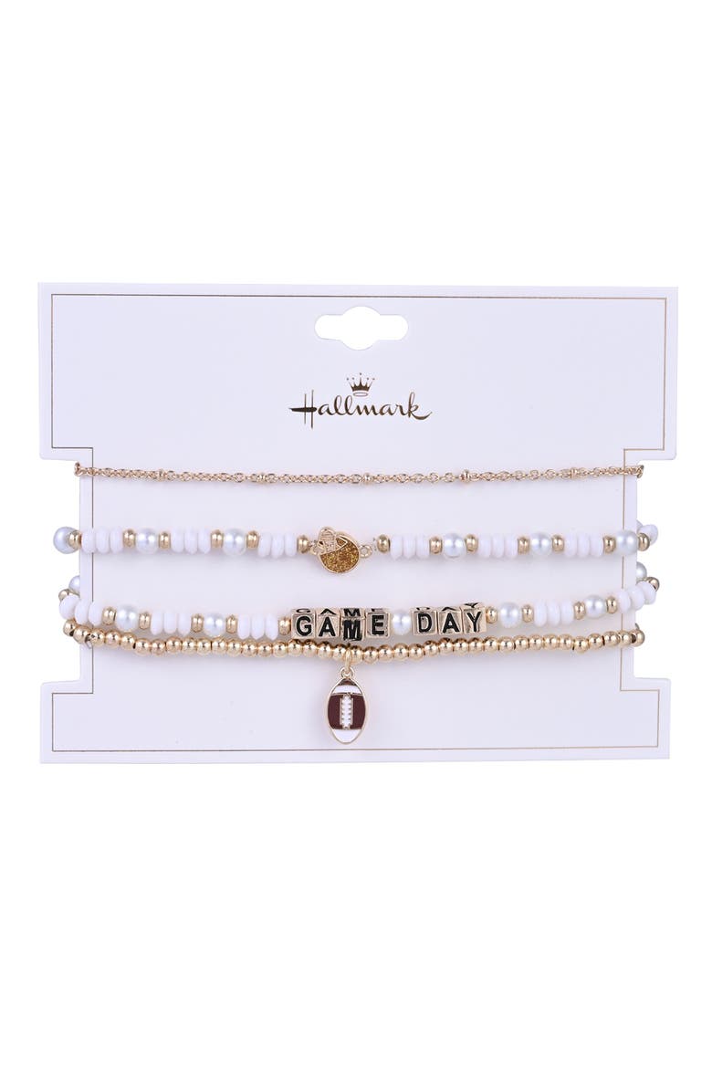 Game Day 4pc Football Bracelet Set, Alternate, color, Brown