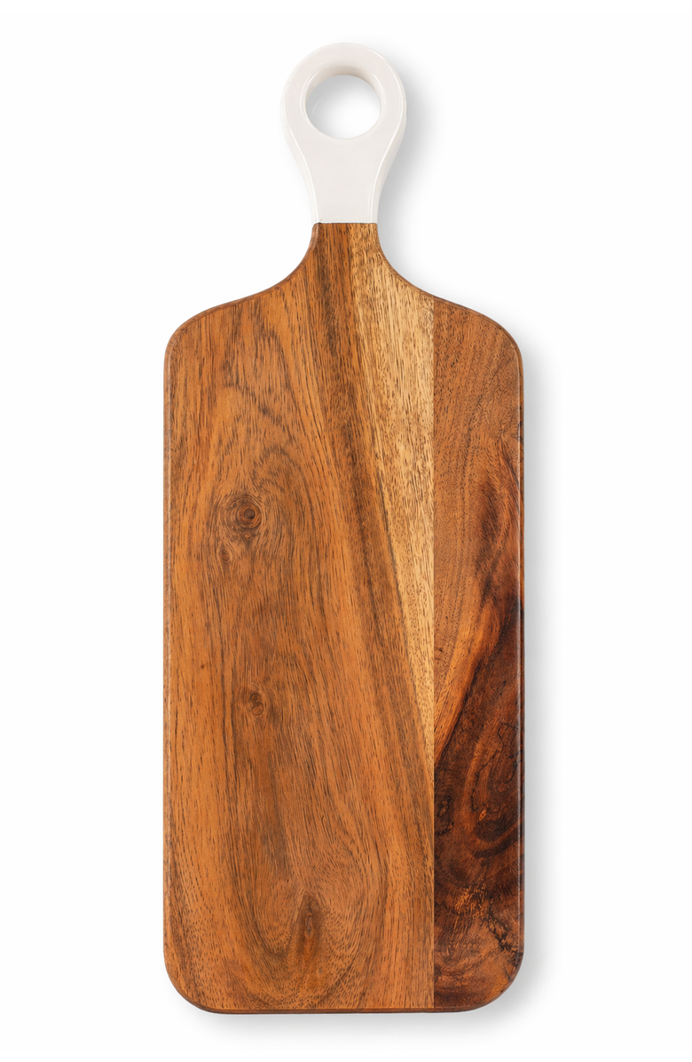 Jeanne Fitz Wood + White Collection Acacia Wood Rectangle Charcuterie Board, Alternate, color, White, Brown