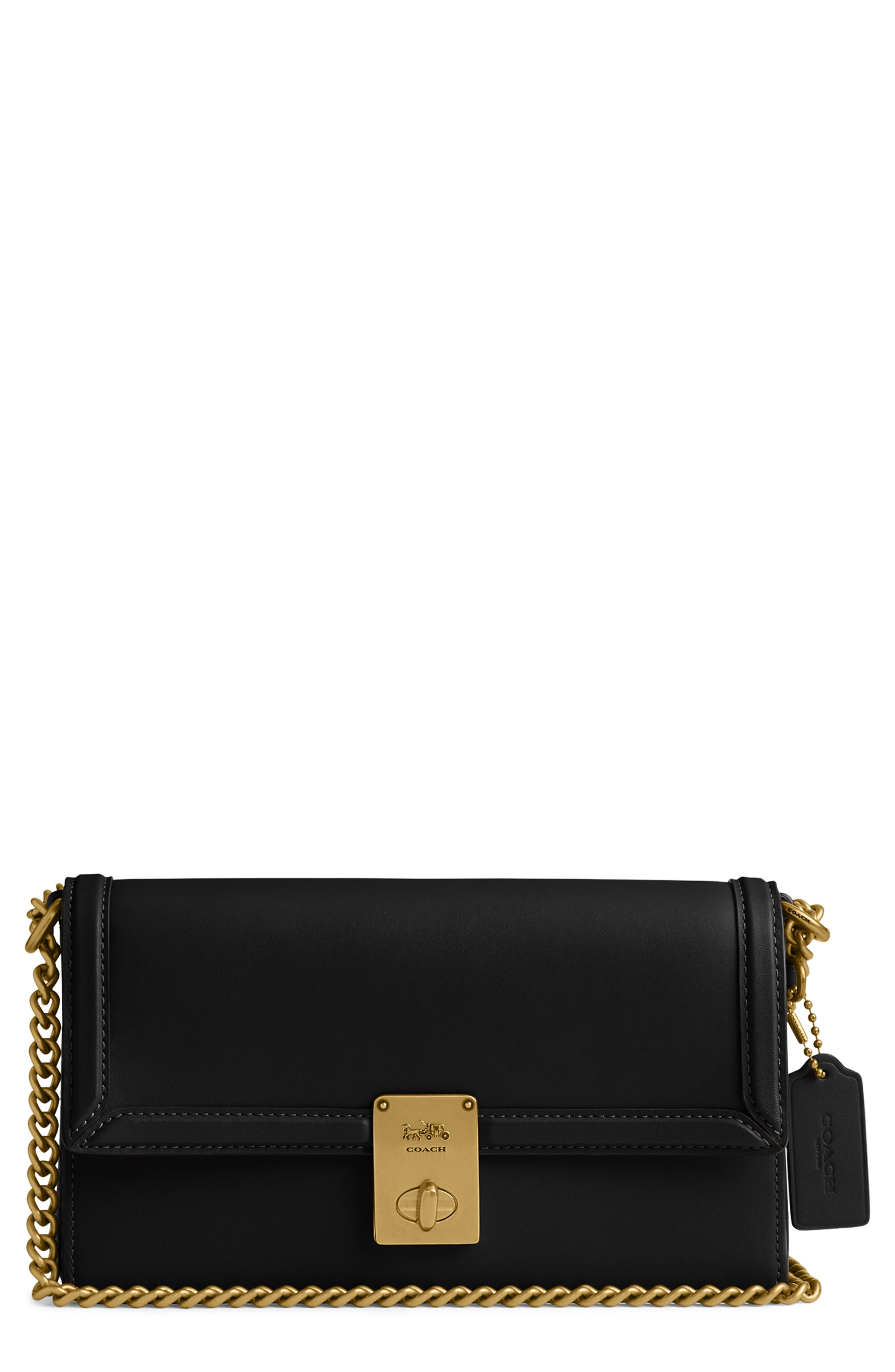 COACH Hutton Box Leather Shoulder Bag, Main, color, 