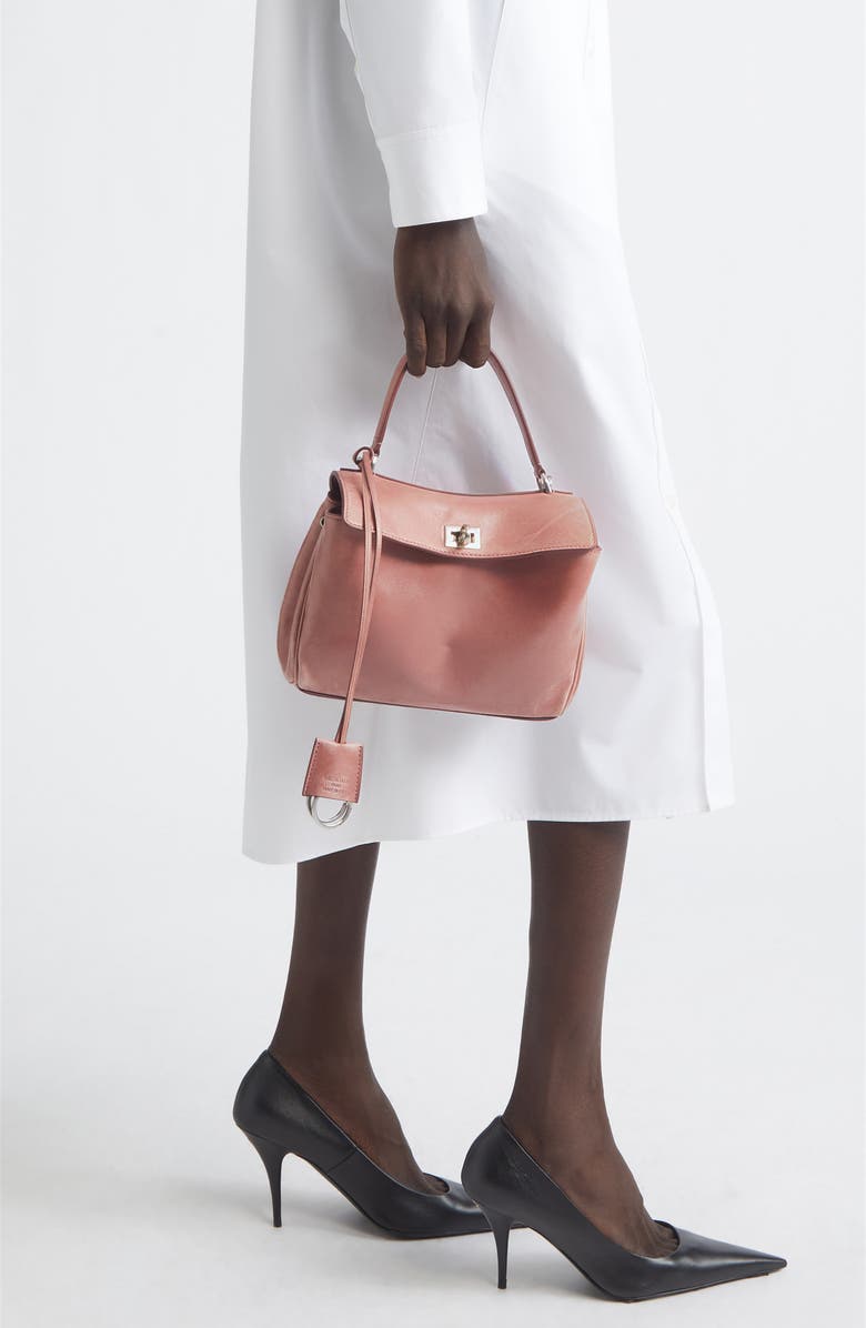 Balenciaga Mini Rodeo Lambskin Leather Top Handle Bag, Alternate, color, Rose Quartz
