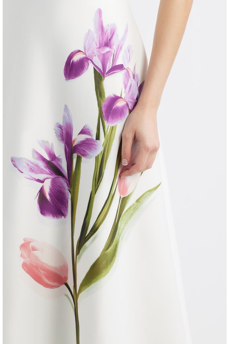Floral A-Line Midi Dress, Alternate, color, WHITE DOVE MULTI