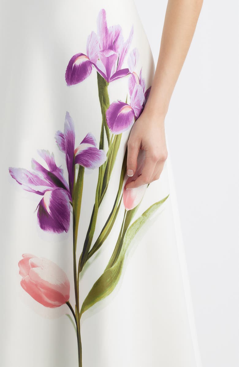 Anne Klein Floral A-Line Midi Dress, Alternate, color, White Dove Multi