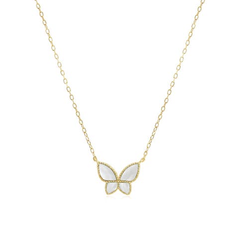 Mother of Pearl Butterfly Necklace