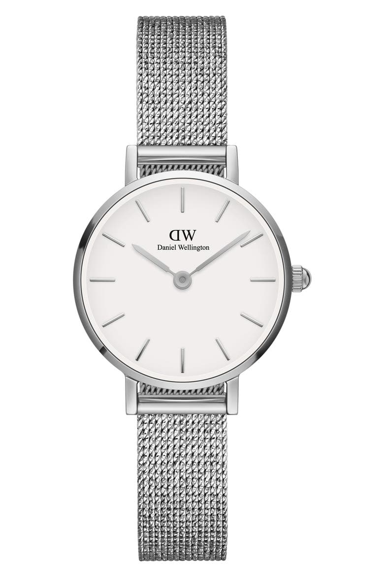 Melrose Mesh Strap Watch, 24mm, Main, color, SILVER/ WHITE