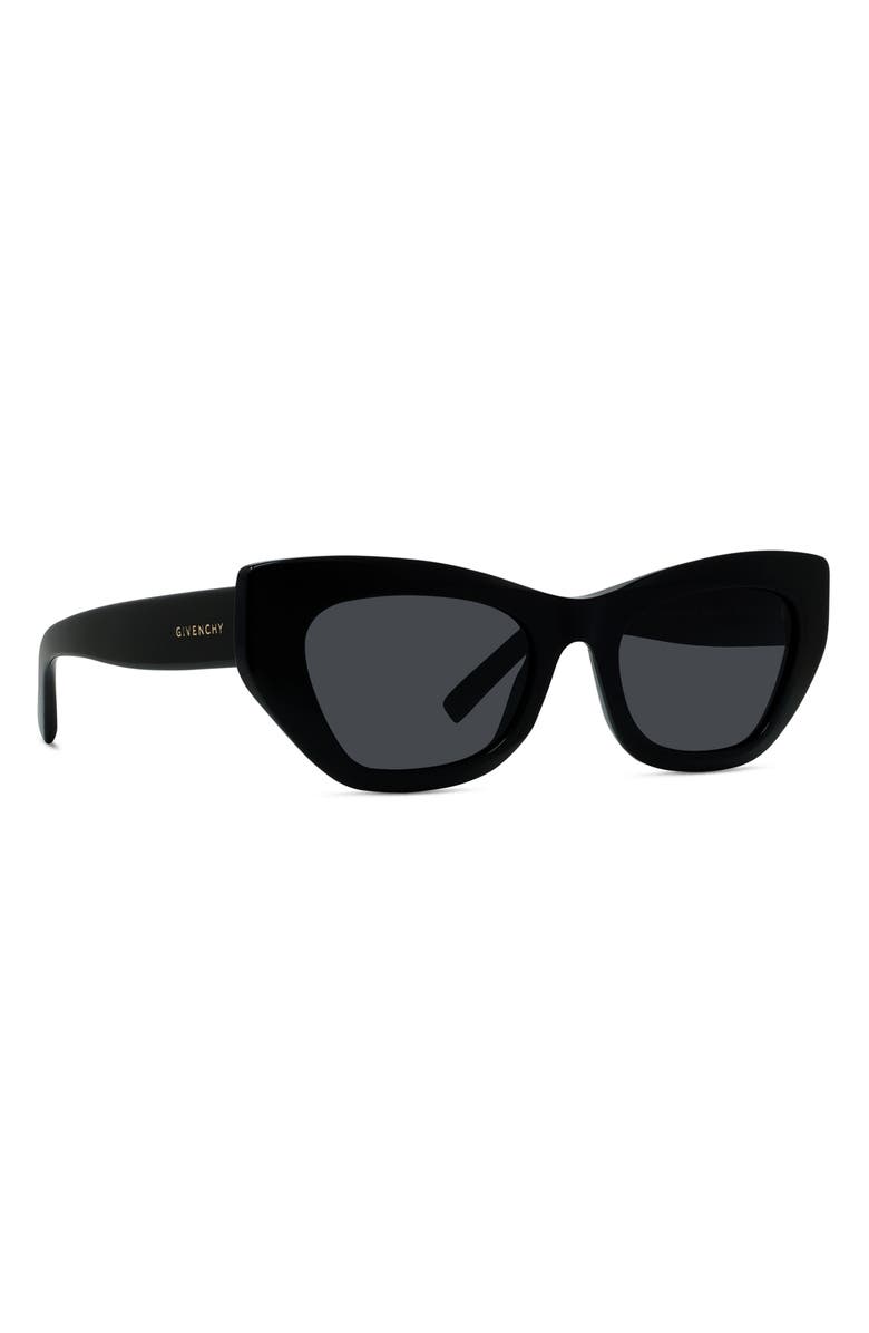 Givenchy City 54mm Cat Eye Sunglasses, Alternate, color, Shiny Black / Smoke