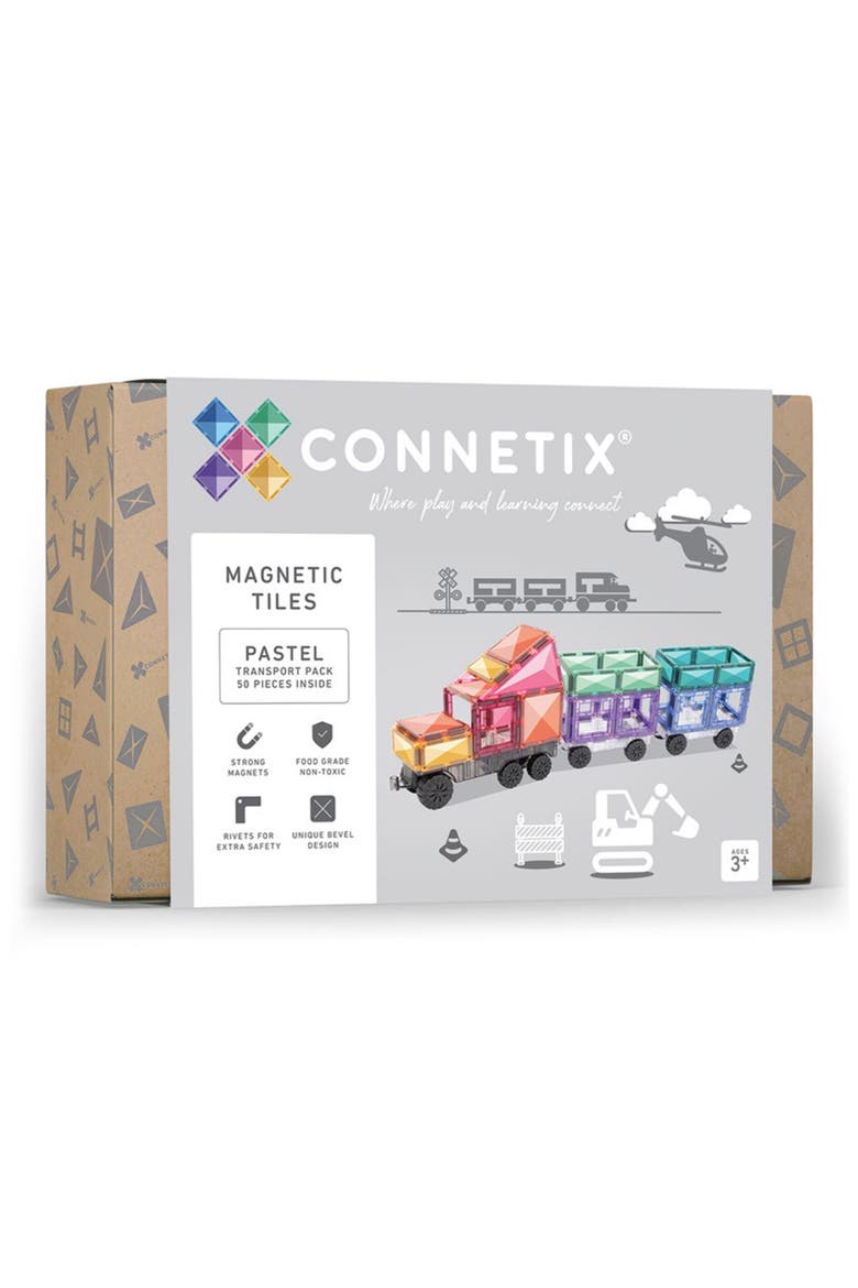 Kids' Pastel Magnetic Tiles 50-Piece Transport Pack, Main, color, PASTEL