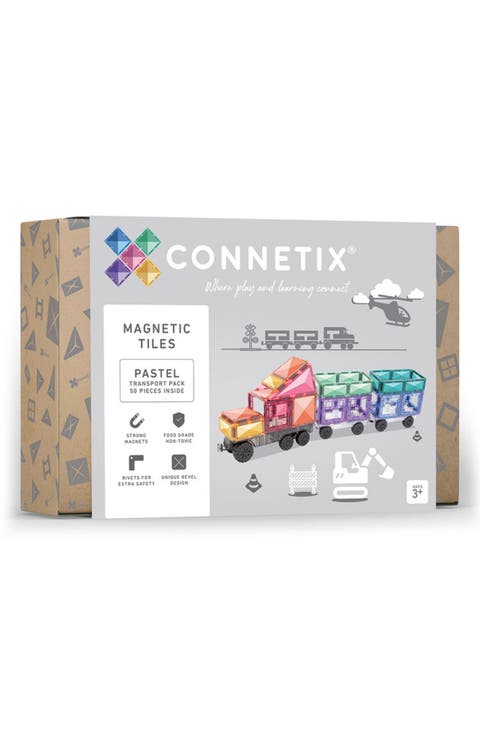 Kids' Pastel Magnetic Tiles 50-Piece Transport Pack