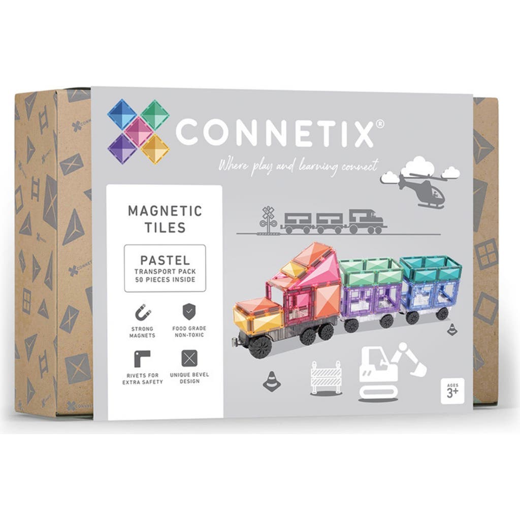 CONNETIX Kids' Pastel Magnetic Tiles 50-Piece Transport Pack  product