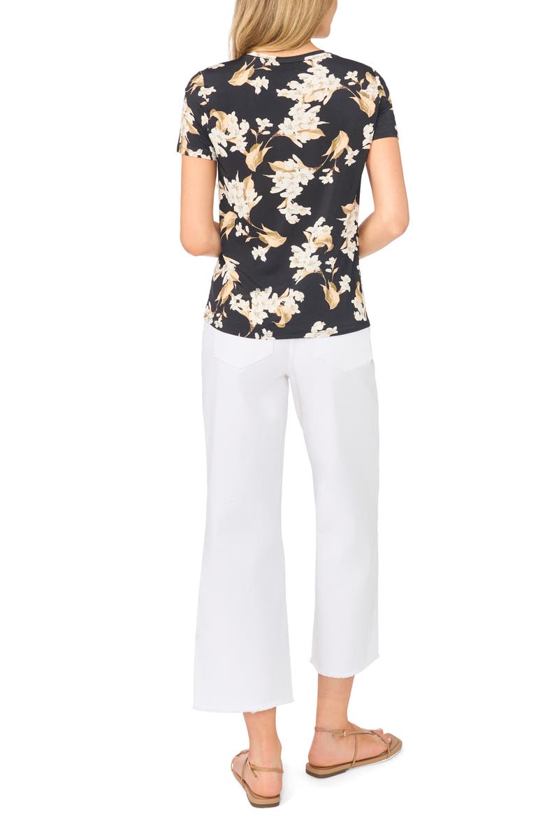 Spencer Floral Short Sleeve Top, Alternate, color, RICH BLACK