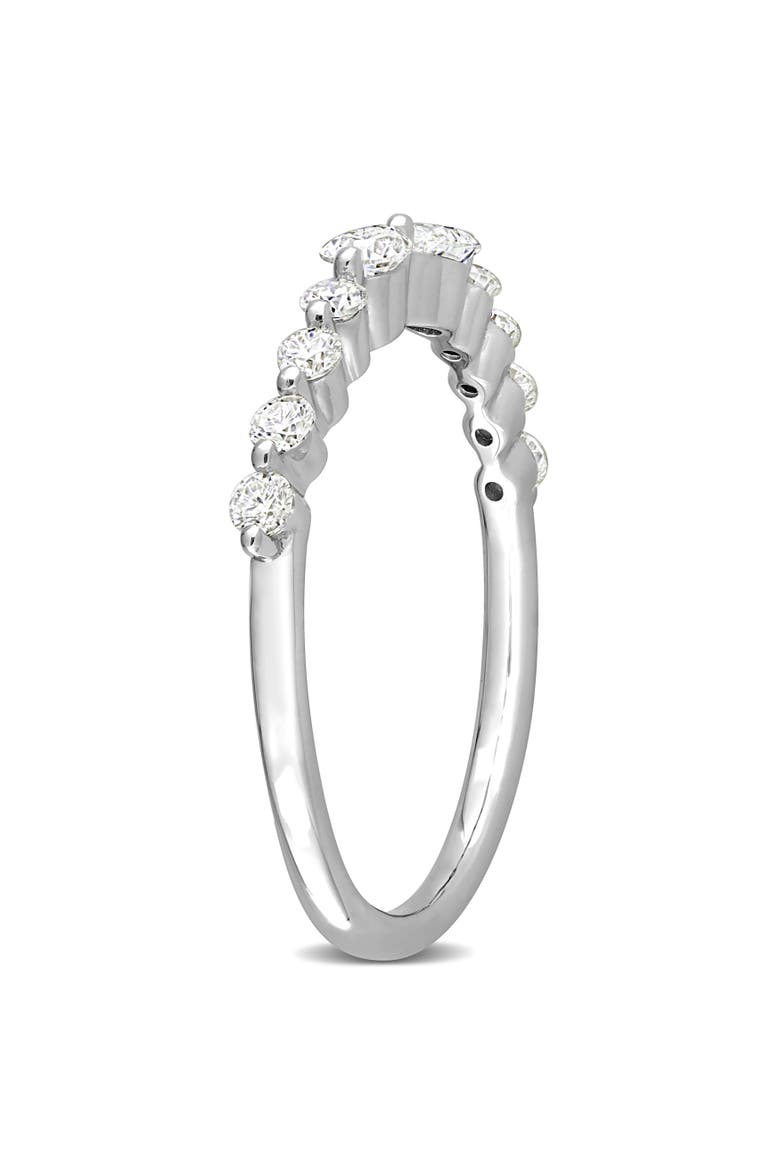 Moissanite Pear Semi-Eternity Ring, Alternate, color, Sterling Silver