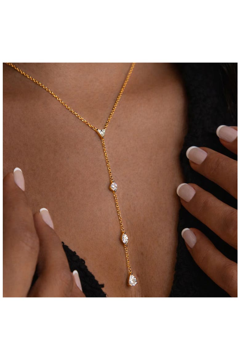 Cubic Zirconia Lariat Y-Necklace, Alternate, color, GOLD