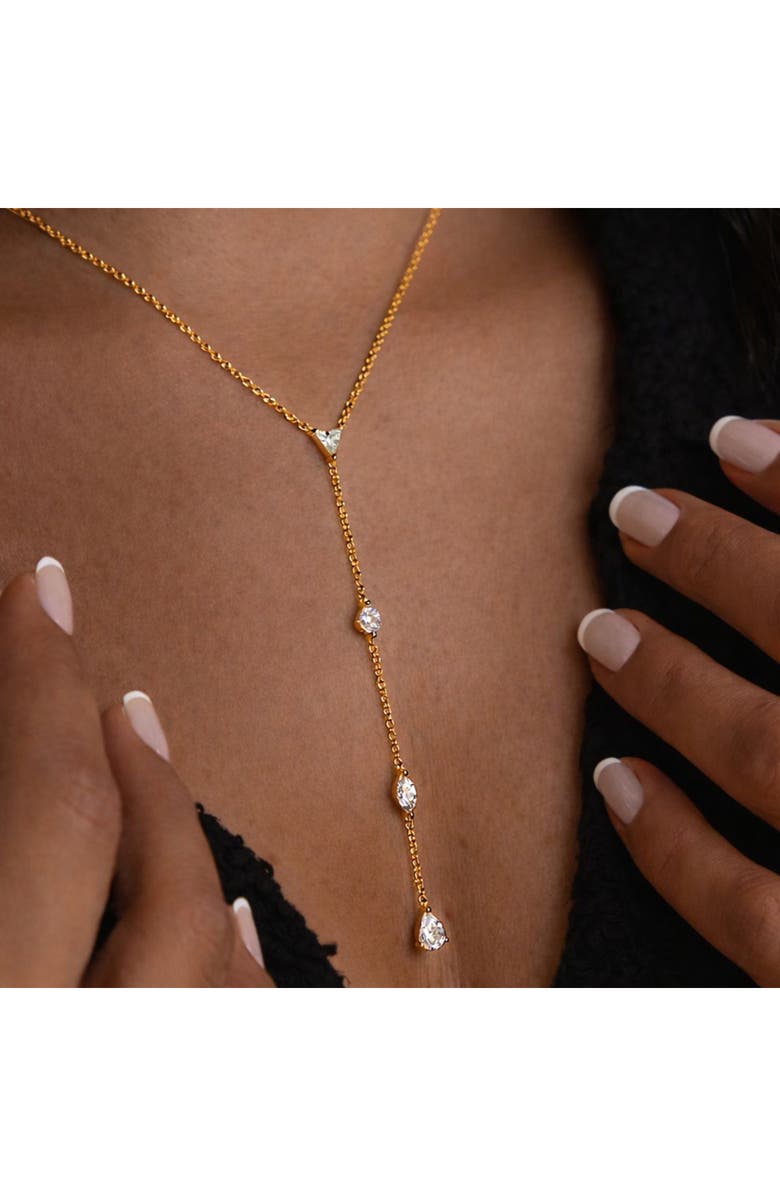 REBL Cubic Zirconia Lariat Y-Necklace, Alternate, color, Gold