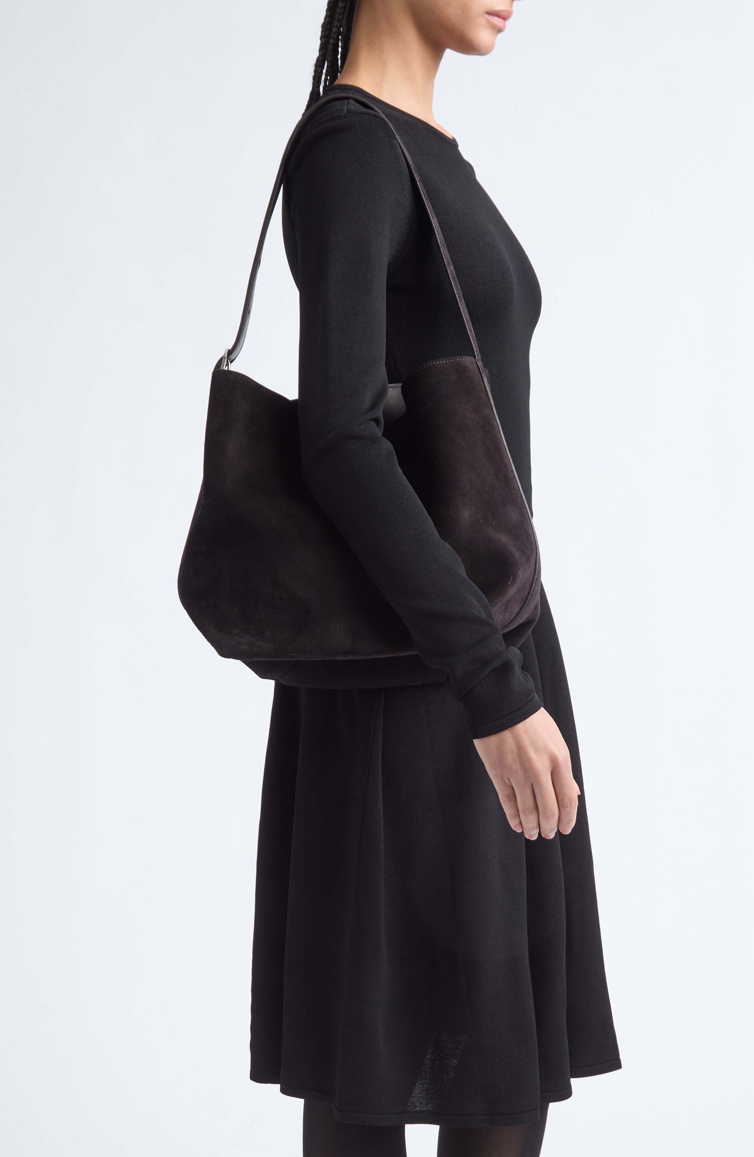 Medium Belted Suede Tote, Alternate, color, ESPRESSO