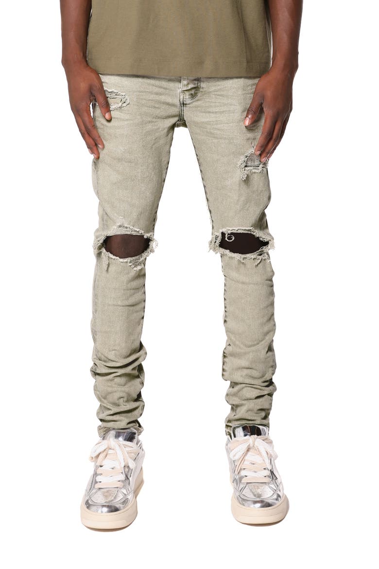 Ripped Skinny Jeans, Main, color, GREEN
