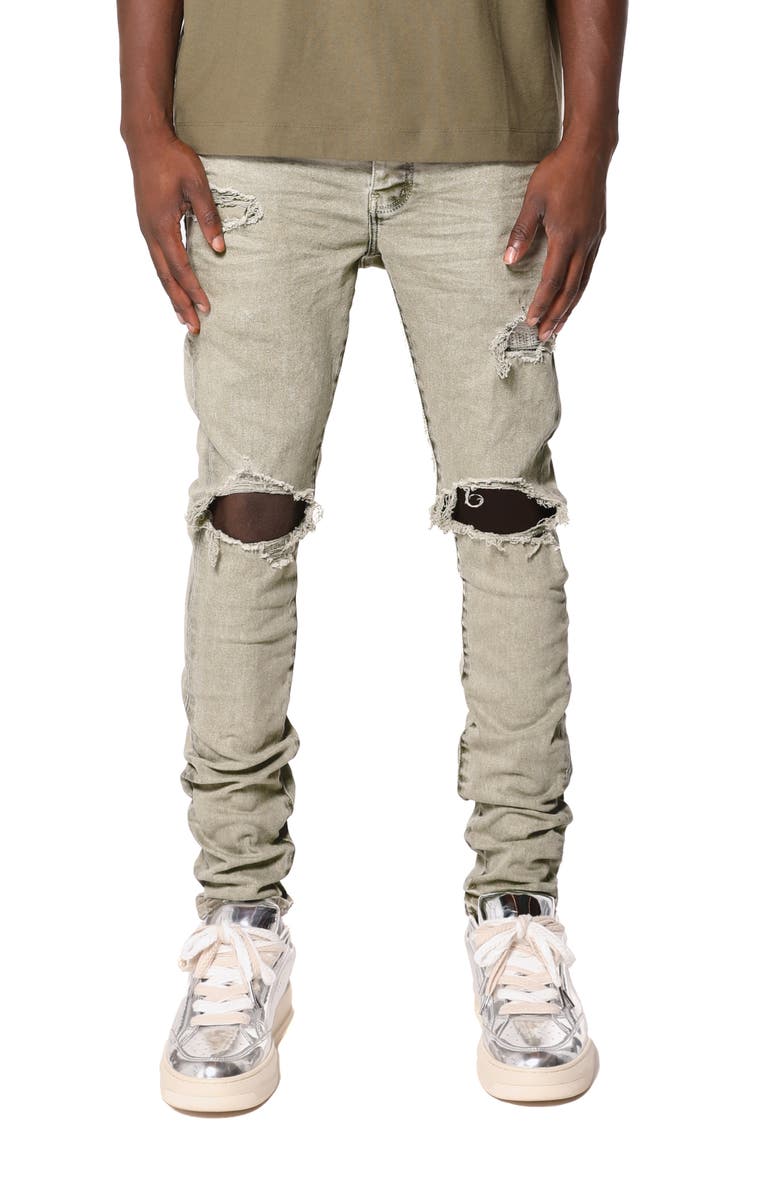 PURPLE BRAND Ripped Skinny Jeans, Main, color, Green