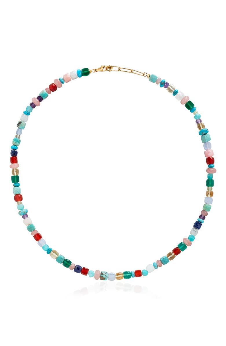Monica Vinader Freedom Beaded Gemstone Necklace, Main, color, Yellow Gold