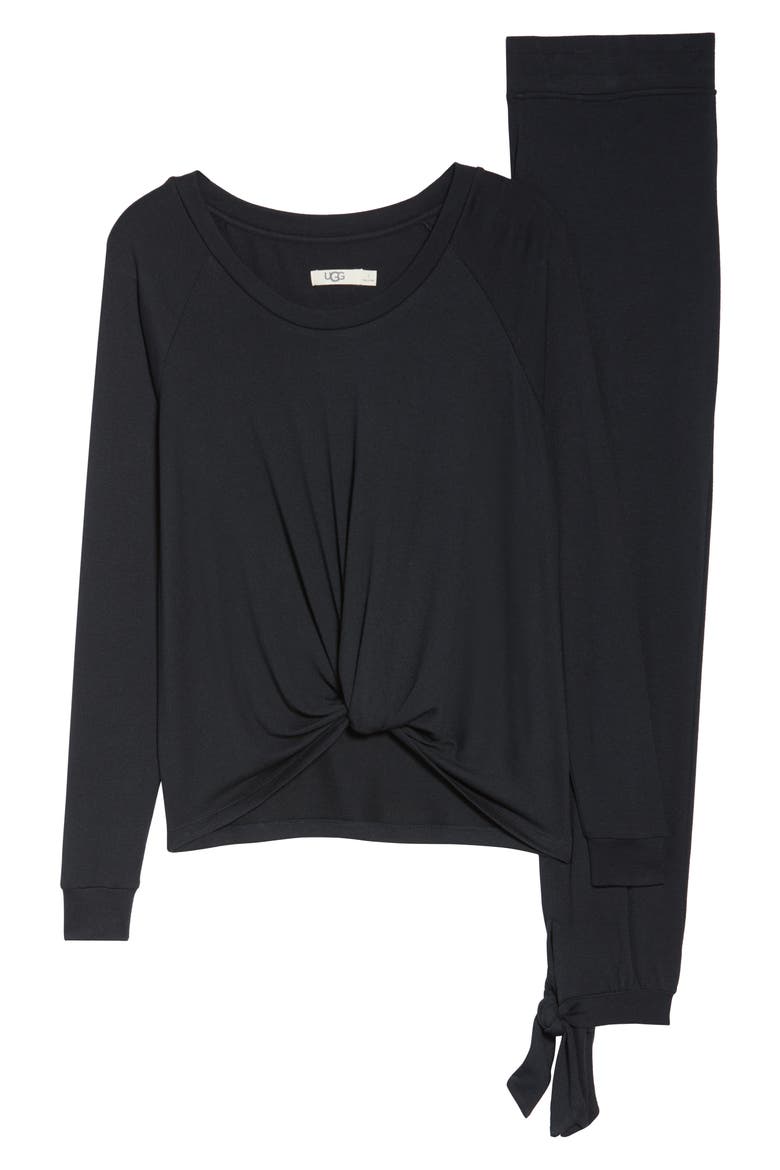 Fallon Long Pajamas, Alternate, color, BLACK