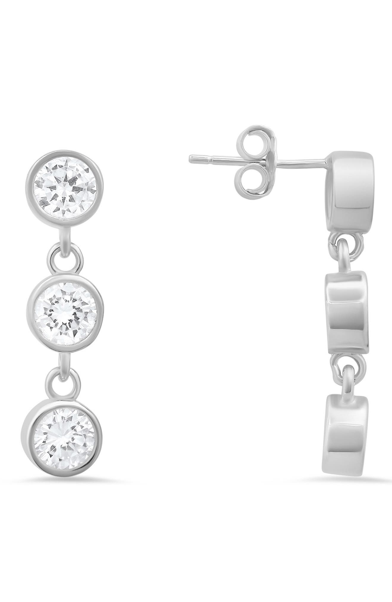 Queen Jewels Dangling Bezel Set Cubic Zirconia Drop Earrings