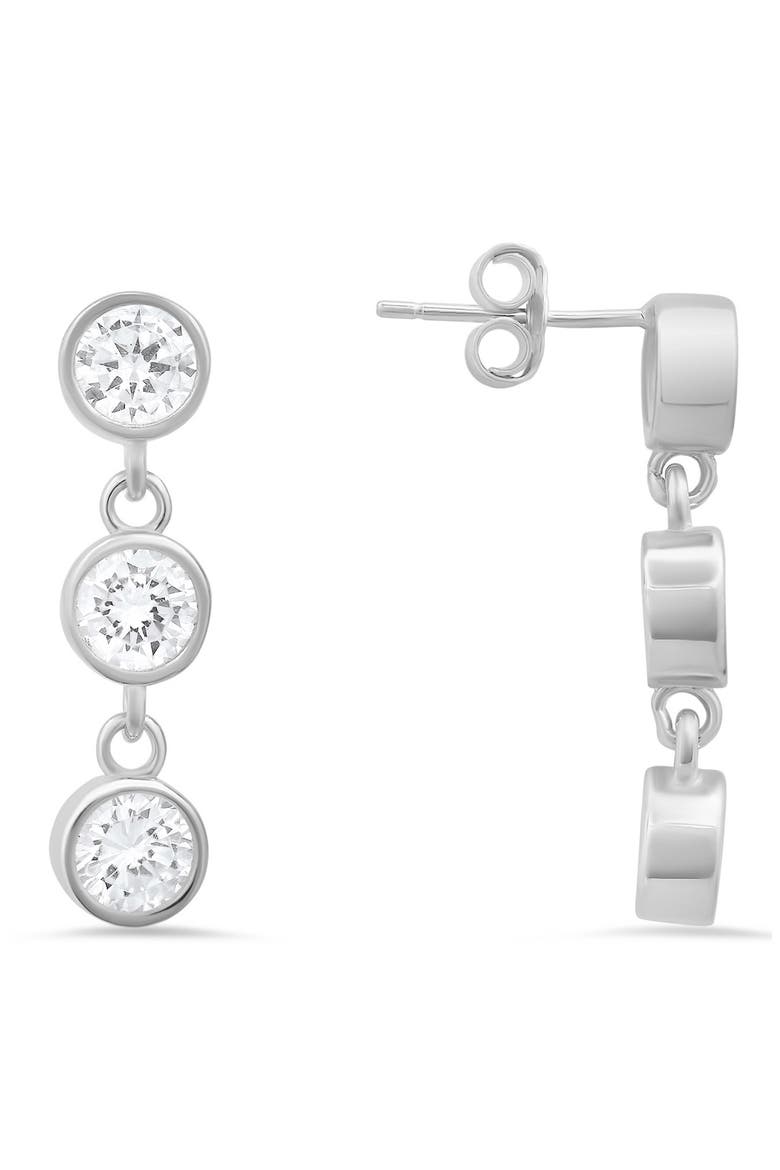 Dangling Bezel Set Cubic Zirconia Drop Earrings, Main, color, SILVER