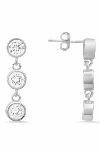 Queen Jewels Dangling Bezel Set Cubic Zirconia Drop Earrings