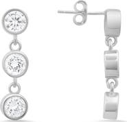 Queen Jewels Dangling Bezel Set Cubic Zirconia Drop Earrings