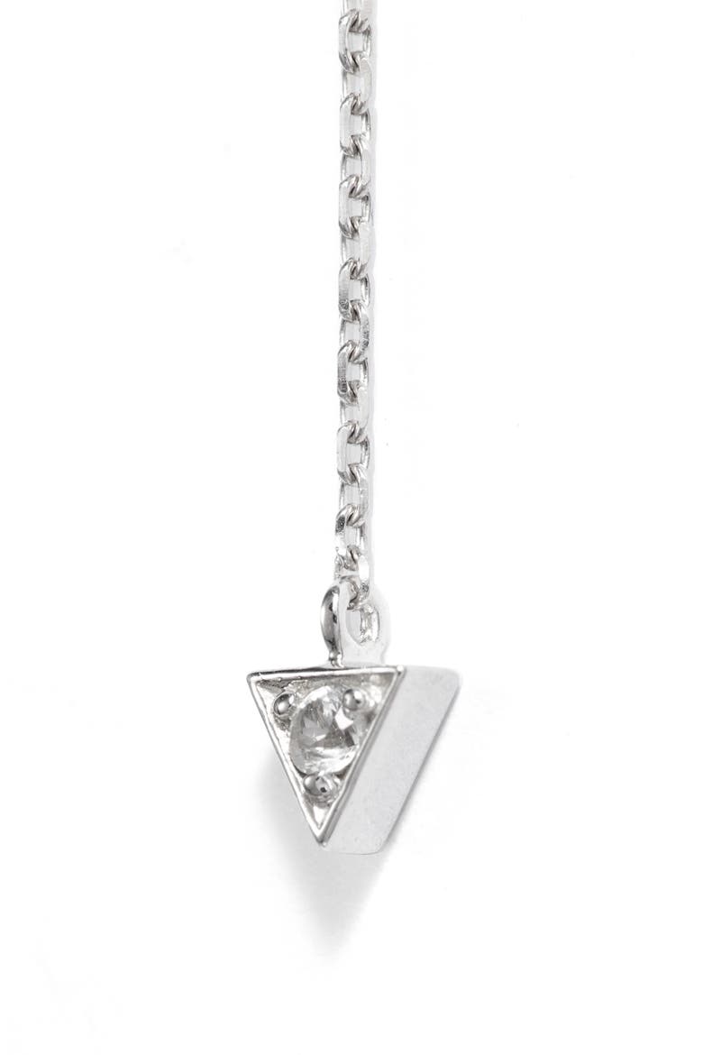 Cleo White Sapphire Linear Drop Earrings, Alternate, color, SILVER