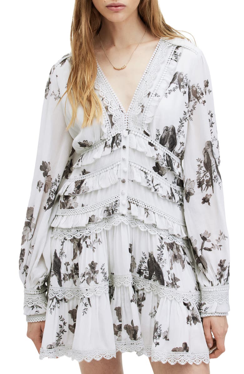 AllSaints Zora Iona Floral Print Long Sleeve Dress, Alternate, color, 