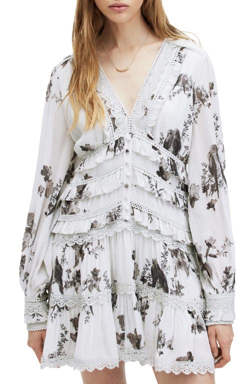 Allsaints Zora Ruffle Iona Floral Print Mini Dress