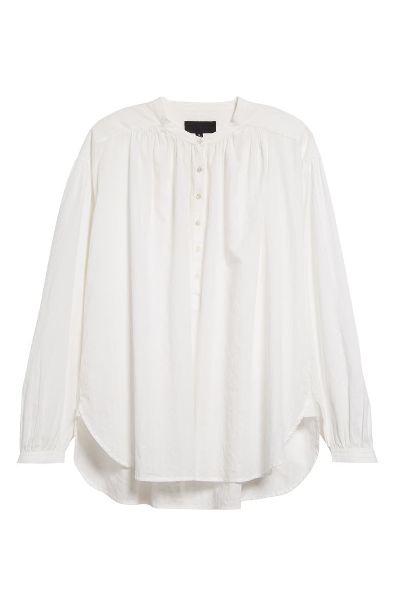 Nili Lotan Neville Cotton Popover Shirt, Alternate, color, Ivory Dobby Stripes