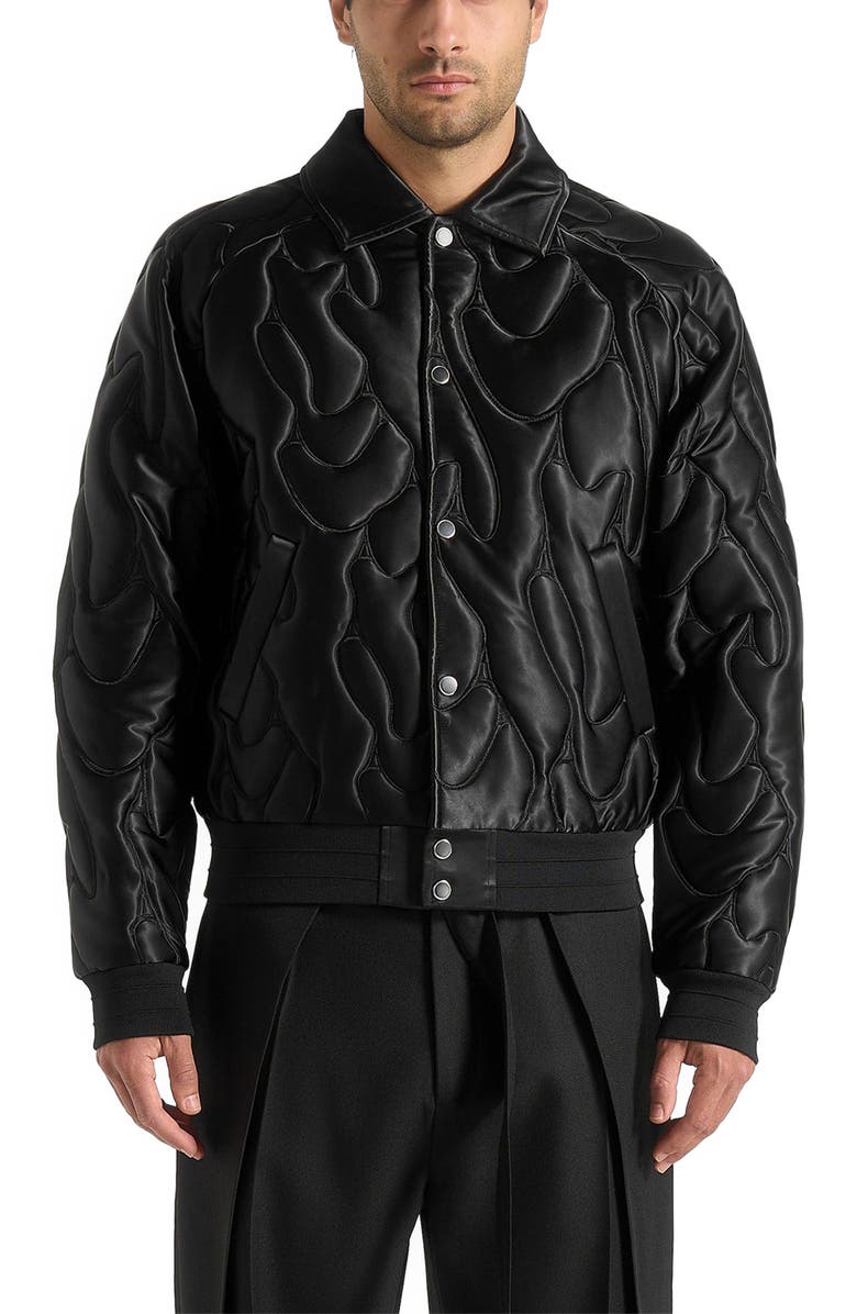 Manière De Voir Ugo Satin Embroidered Jacket, Alternate, color, Black