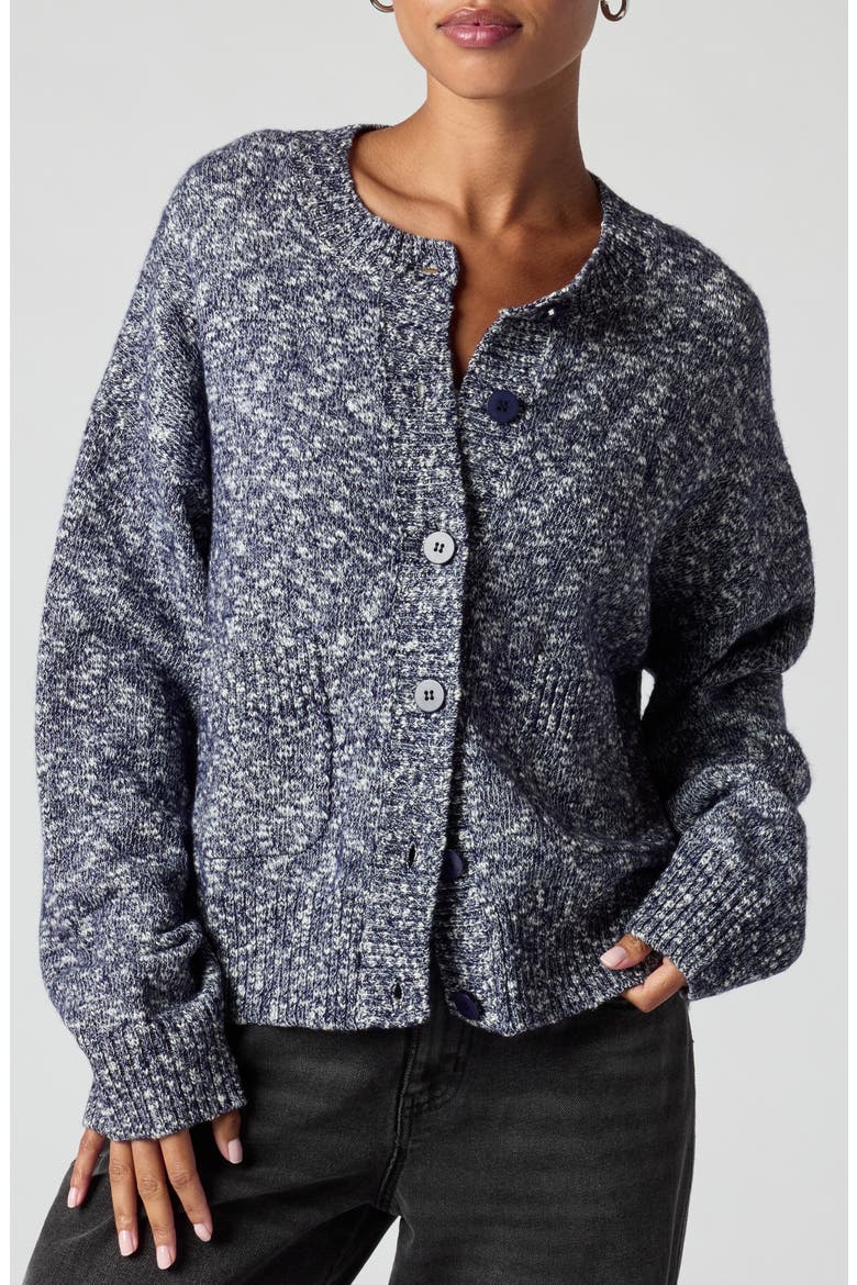 Feeling Toasty Cardigan, Main, color, NAVY/ HEATHER