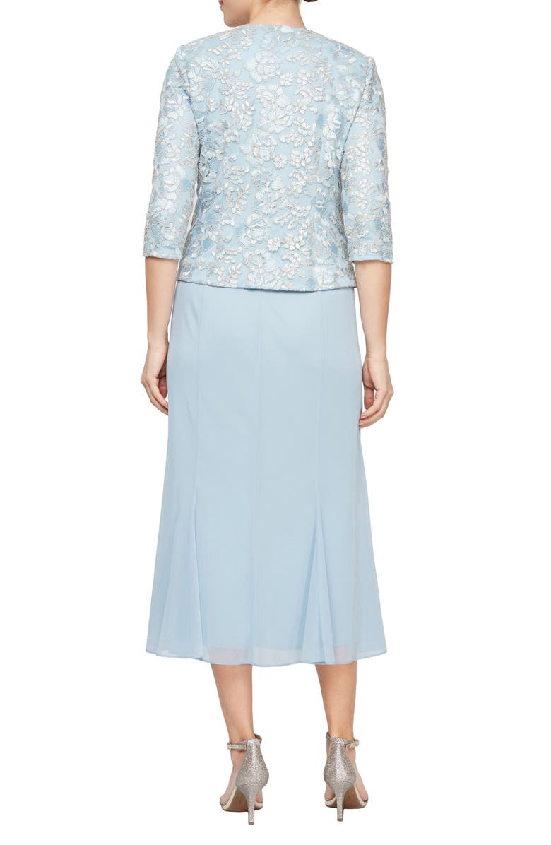 Alex Evenings Lace Bodice Midi Dress with Jacket, Alternate, color, 