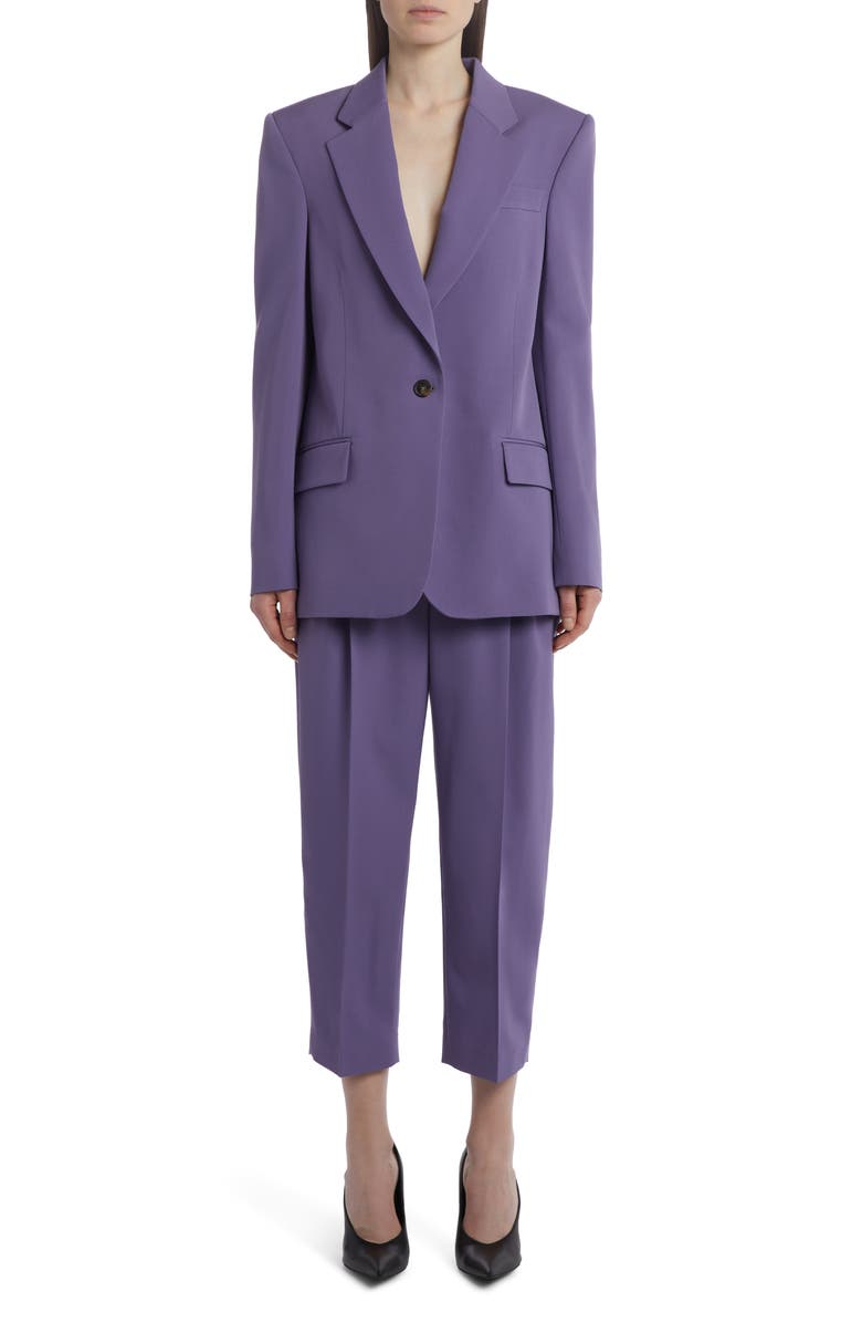 Stella McCartney Pleated Wide Leg Stretch Wool Crop Trousers, Alternate, color, 