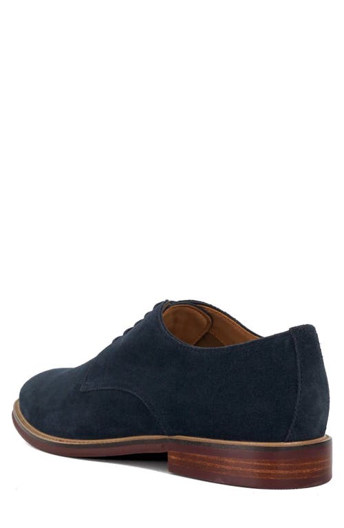 Dune London Stanley Suede Plain Toe Derby In Navy