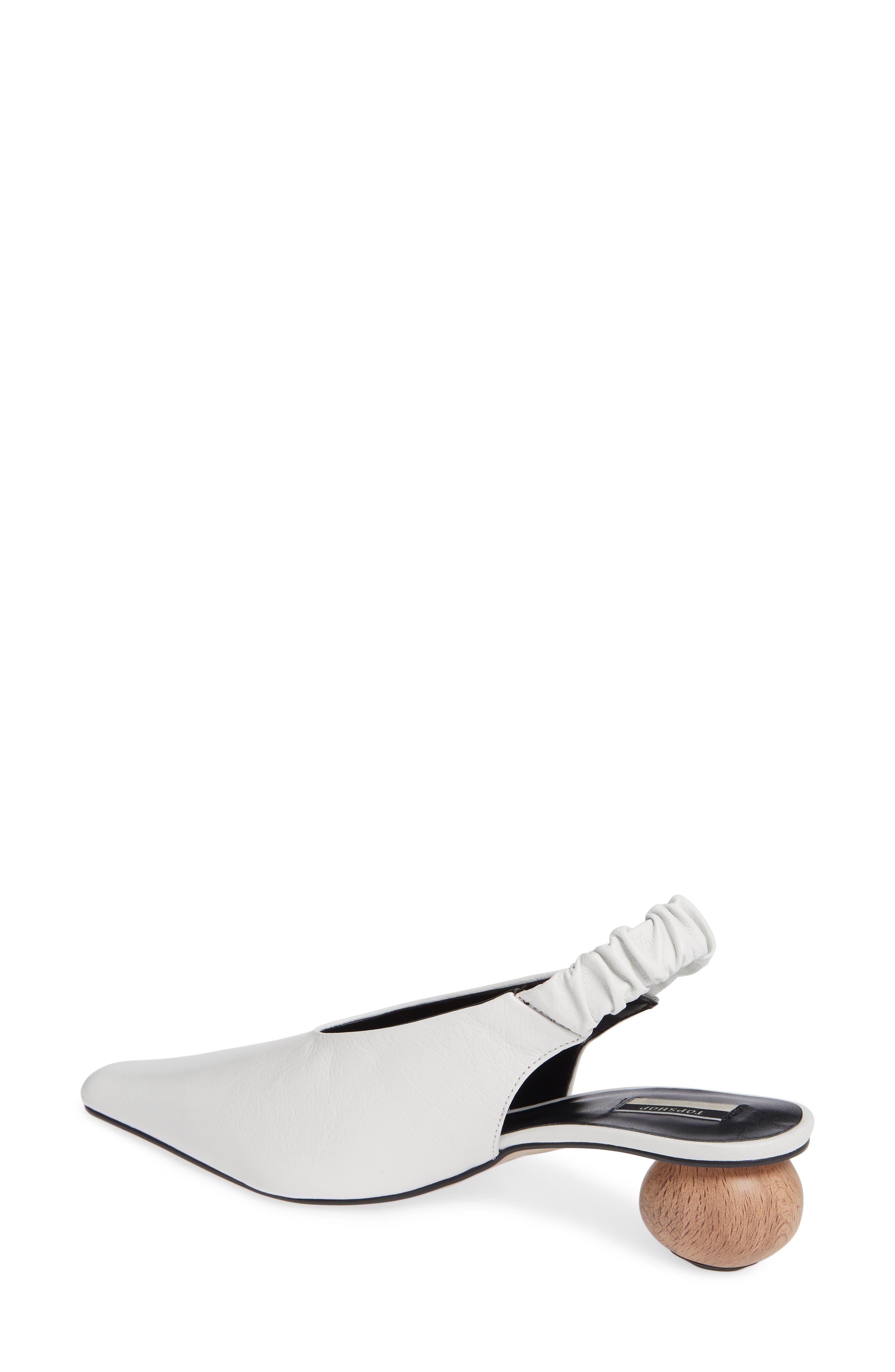 Jasper Ball Slingback Pump, Alternate, color, WHITE LEATHER