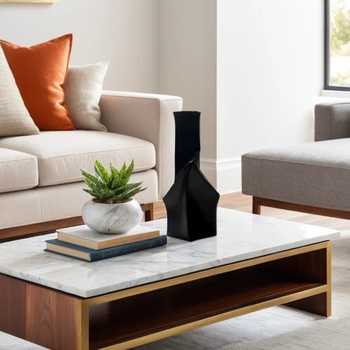 Dina Decor Geo Black Short Vase In Black