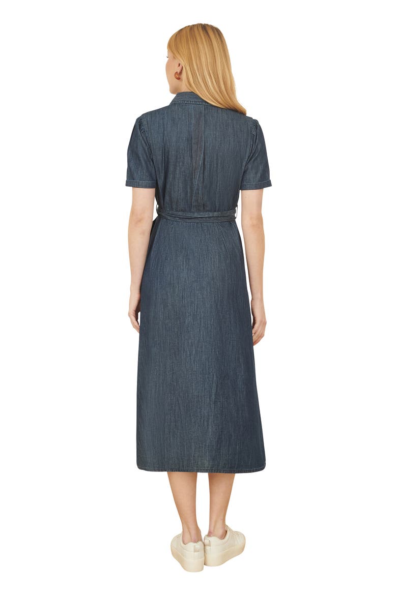 Chambray Denim Utility Midi Shirt Dress, Alternate, color, Blue