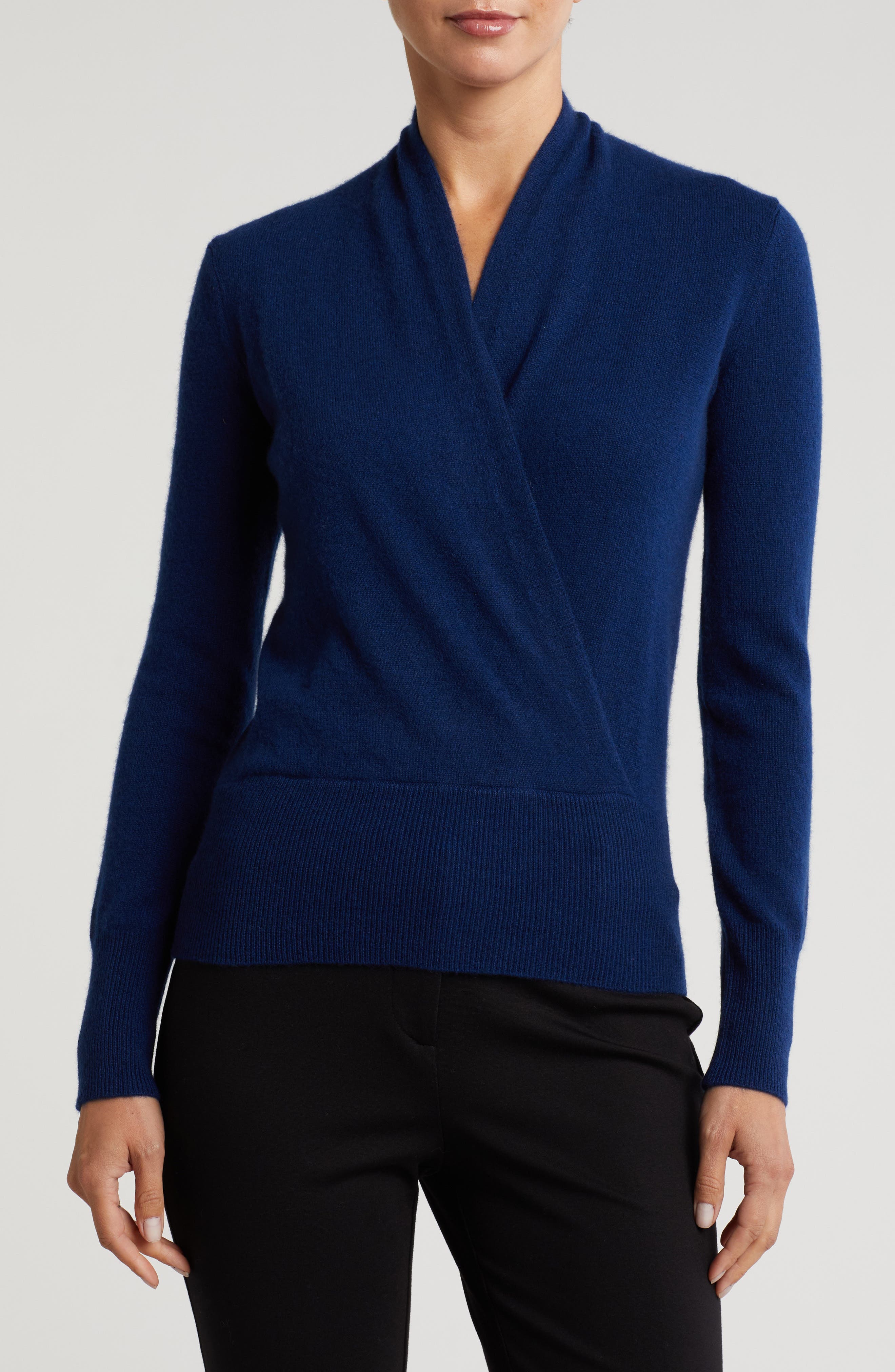 Sofia Cashmere Cashmere Faux Wrap Sweater