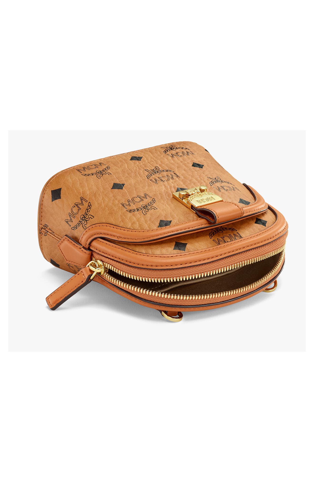 MCM Mini Anna Visetos Canvas Crossbody Bag, Alternate, color, 