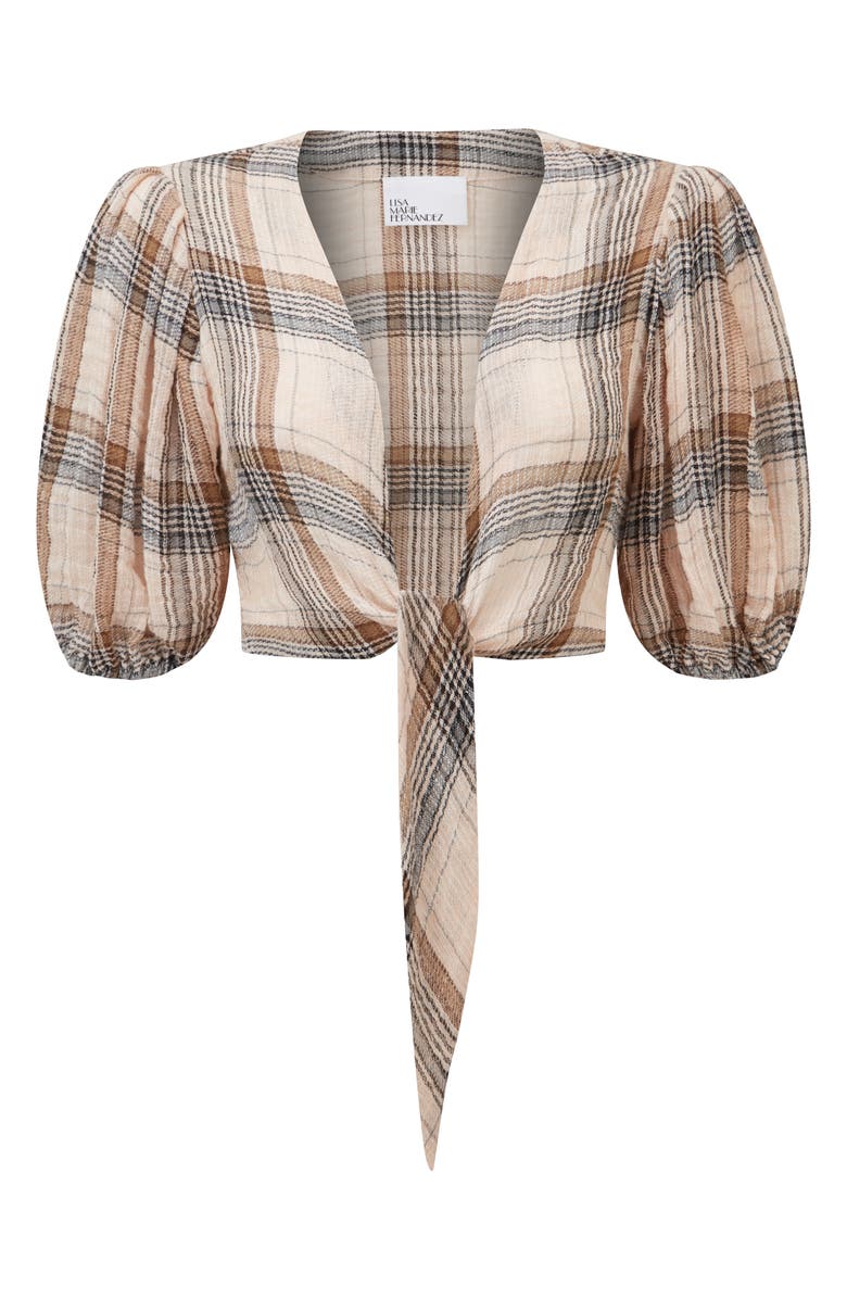 Lisa Marie Fernandez Plaid Tie Crop Top, Alternate, color, 