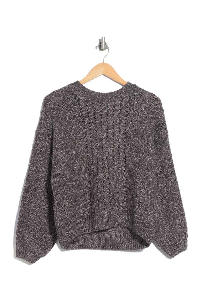All Over Cable Pullover, Alternate, color, GREY TWIST