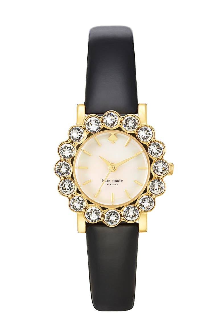 'belvedere' crystal bezel watch, 24mm, Main, color, BLACK/ GOLD