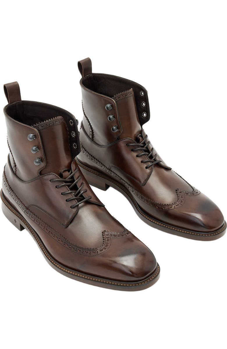 John Varvatos Harrison Longwing Leather Boot, Main, color, Wood Brown