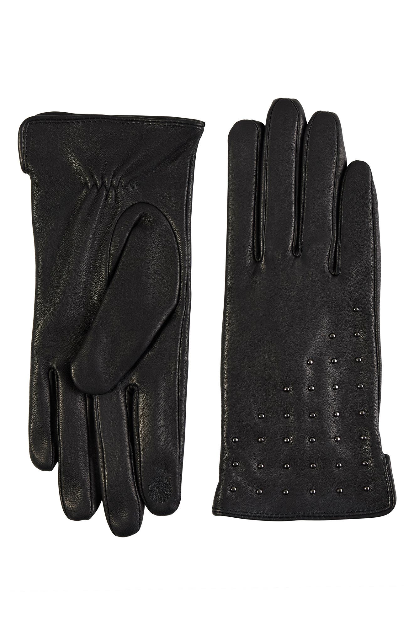Bruno Magli Bias Studded Leather Gloves