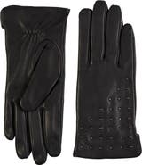 Bruno Magli Bias Studded Leather Gloves