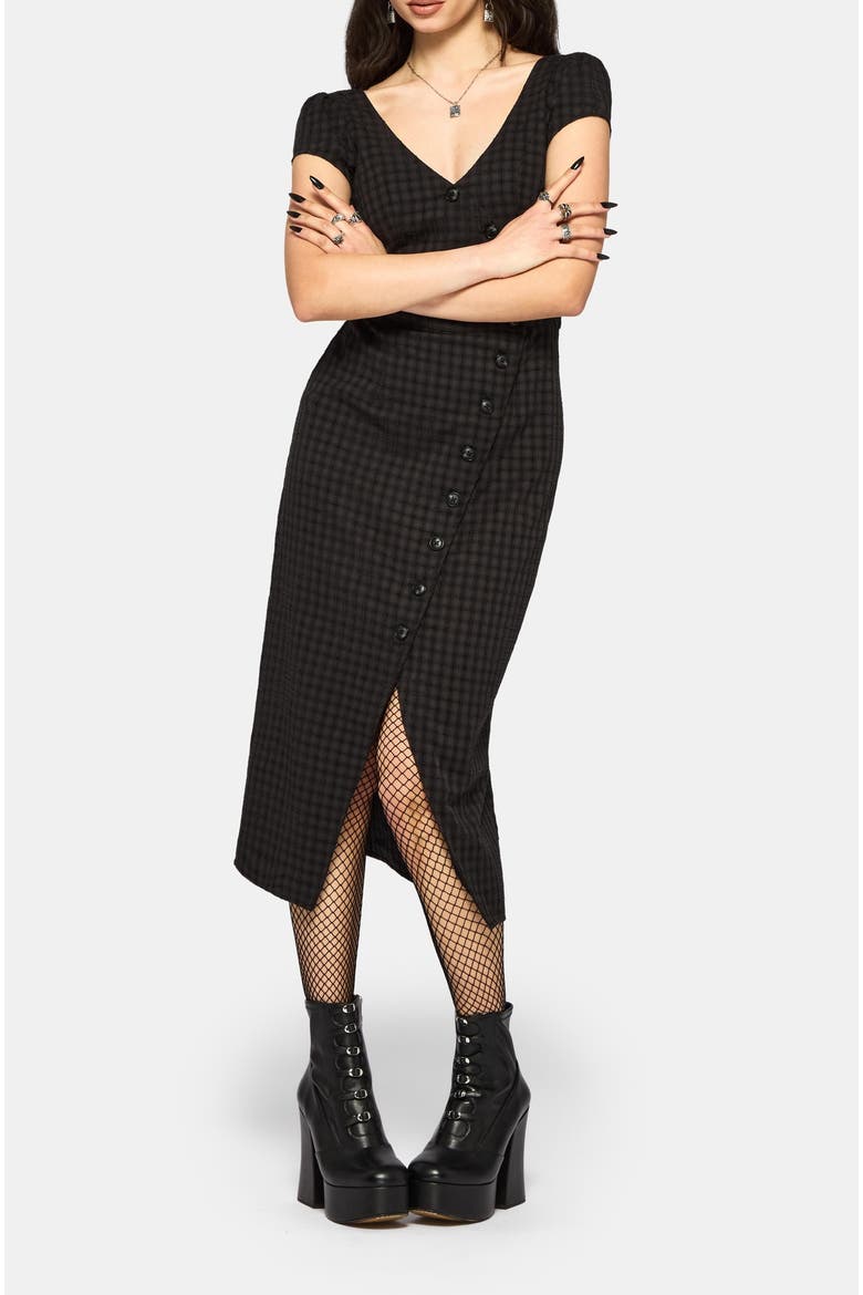 Ziggy Check Cut Out Midaxi Dress, Alternate, color, Black