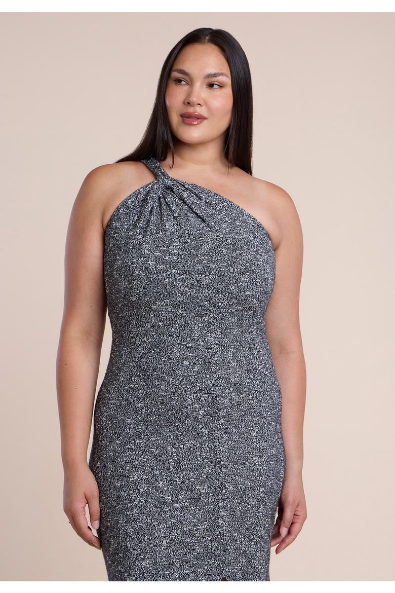 Twisted One Shoulder Sweater Maxi Dress, Alternate, color, MARL